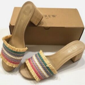 J.Crew Raffia mules US 9 NIB